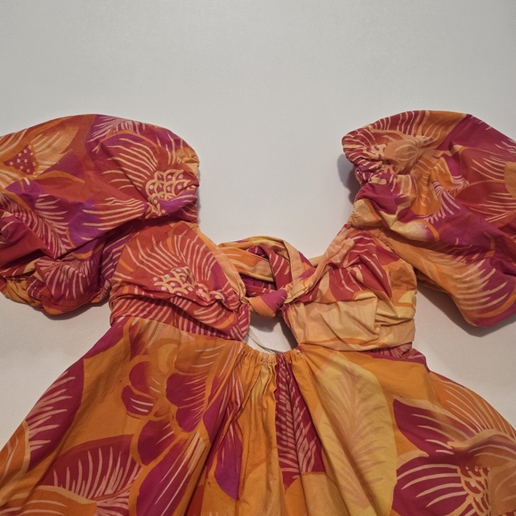 FARM Rio Summer Garden Mini Dress Cotton A-line Sweetheart Short sleeves Size - Picture 4 of 14